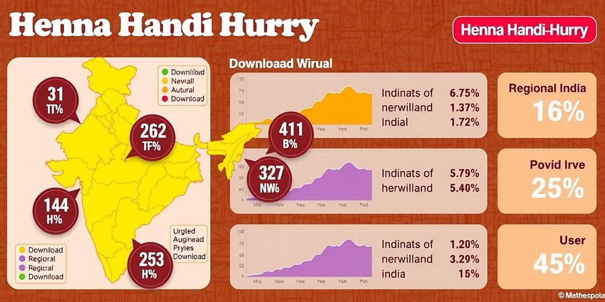 Henna Handi Hurry Download Statistics Infographic showing Henna Handi Hurry download statistics across India with regional breakdowns and user demographics